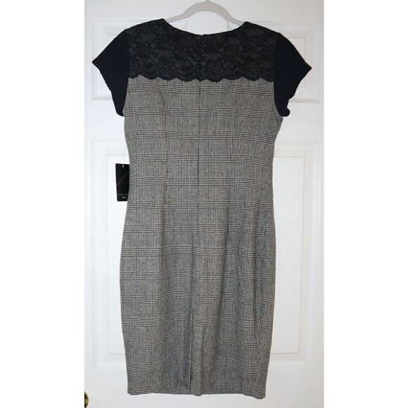 Zara Basic 2753/228/093 Women's Sz L Glen Plaid Wool Blend Sheath Dress $159 - Picture 2 of 14